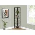 Daphnes Dinnette 60 in. Bookcase with Metal Corner Etagere, Dark Taupe & Black DA2456405